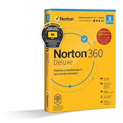 NORTON BOX 360 DELUXE ATTACH -- 3 DISPOSITIVI (21429480) - 25GB BACKUP FINO:26/01