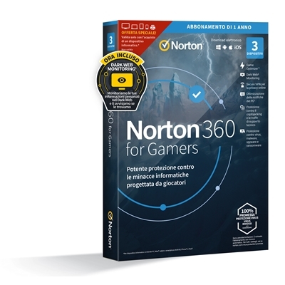 NORTON BOX 360 FOR GAMERS -- 3 DISPOSITIVI (21429372) - 50GB BACKUP FINO:26/01