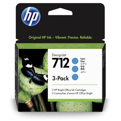 CARTUCCIA HP 712 3ED77A CIANO DESIGNJET 3-PACK 29ML ADATTA A DESIGNJET STUDIO, T210, T230, T250, T630, T650