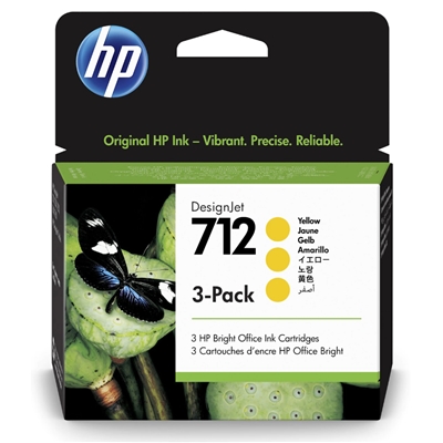 CARTUCCIA HP 712 3ED79A GIALLO DESIGNJET 3-PACK 29ML ADATTA A DESIGNJET STUDIO, T210, T230, T250, T630, T650