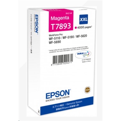 CARTUCCIA EPSON T7893 XXL C13T789340 MAGENTA 4.000PG X WORKFORCE PRO WF-5110DW, WF-5190DW WF-5620DWF, WF-5690DWF