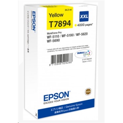 CARTUCCIA EPSON T7894 XXL C13T789440 GIALLO 4.000PG X WORKFORCE PRO WF-5110DW, WF-5190DW WF-5620DWF, WF-5690DWF