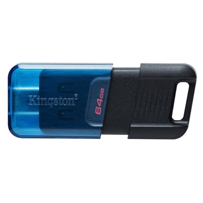 FLASH DRIVE USB TYPE-C 64GB KINGSTON DT80M/64GB READ: 200MB/S NERO+BLU