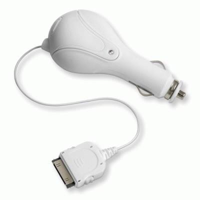 CARICABATTERIE APPLE30PIN DA AUTO RETRAK EUIPODCHGCW CAVO 90CM BIANCO OUT:0,7A 0181204000543