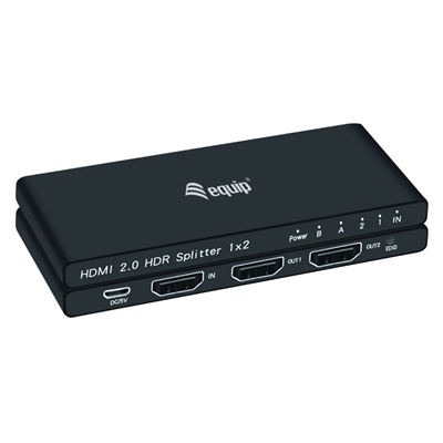 HDMI VIDEO SPLITTER 2P EQUIP 332716 ULTRA SOTTILE-SUPPORT HDR10/DOLBY VISION 4K-ALIM.INCLUSO - EAN:4015867223222