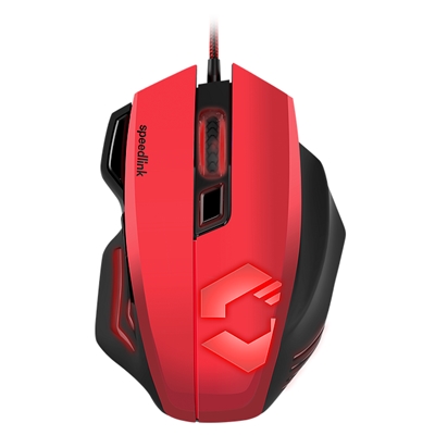 MOUSE GAMING SPEEDLINK SL-680005-BKRD DECUS USB 5000DPI ILLUMINAZIONE 7 COLORI 7 TASTI PROGRAMMABILI ROSSO