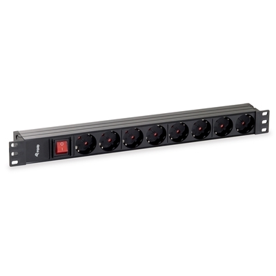 MULTIPRESA 8P EQUIP 333283 NERA CEE7/4 CON SWITCH-CAVO 1,8MT - PER RACK 19''-EAN: 4015867224342 FINO:31/01