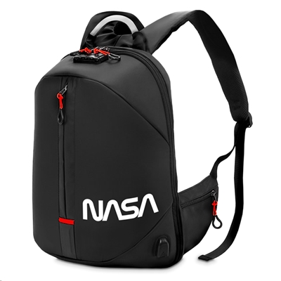 BORSA ZAINO NB 15.6'' ATLANTIS NS-KLB190407-A MOD. NASA-NERO-CAP.26L-1P USB EST.+CAVO PROL.INT.-TRIPLA TASCA PORTA OGG.