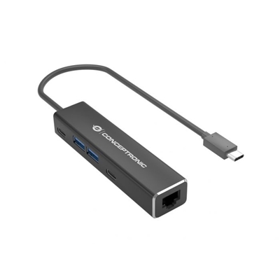 ADATTATORE GIGABIT ETHERNET USB 3.2 CONCEPTRONIC ABBY13B CON HUB USB: 1 GBE 2 USB-A 2 USB-C