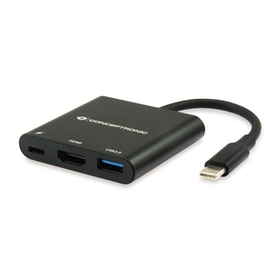 ADATTATORE MULTIFUNZIONE 3IN1 CONCEPTRONIC DONN01B DA USB TYPE-C A HDMI-SUPP.RISOL.HDMI FINO A 4K*2K 30HZ. FINO:31/01