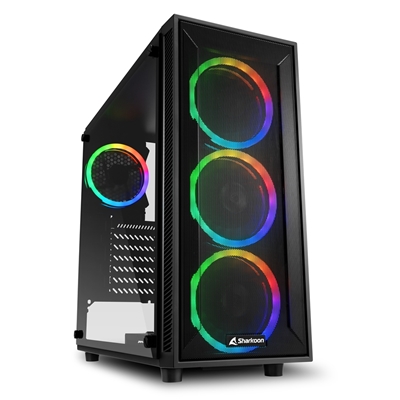 CABINET ATX SHARKOON TG4M RGB 6SLOT 45,5X20X43CM 2X3,5'' 4X2,5'' 2XUSB3.0 4XVENT-RGB-120MM FINESTRA LATERALE