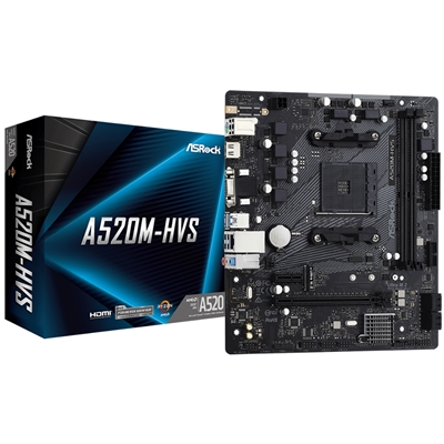 MB ASROCK A520M-HVS AM4 2XDDR4DC-4600OC 1XPCIE3.0X16 HDMI D-SUB 4XSATA3R M.2 GBLAN USB3.2 MATX 90-MXBE60-A0UAYZ   