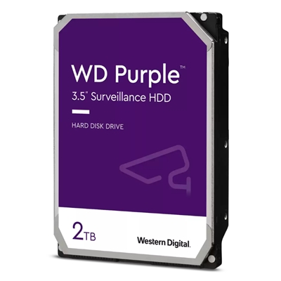 HARD DISK SATA3 3.5'' 2000GB(2TB) WD22PURZ WD 64MB CACHE 5400RPM PURPLE VIDEOSORVEGLIANZA 24X7