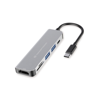 ADATTATORE HUB USB MULTIFUNZIONE 6 IN 1 CONCEPTRONIC DONN02G 2X USB-A 3.0, USB-C PD (60W),HDMI,1 SLOT X MICROSD E 1X FINO:29/02