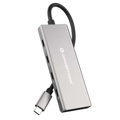 HUB USB3.2 GEN.2 7P CONCEPTRONIC HUBBIES17G 10GBPS, USB-C X4, USB-A X3, 100W USB PD, ALUMINUM CASE