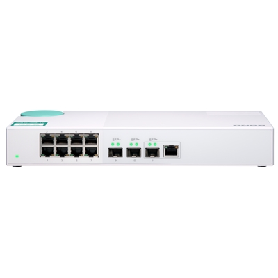 SWITCH QNAP QSW-308-1C 8P 1GBE NBASE-T, 3P 10GBE SFP+ WITH SHARED ONE 10GBASE-T PORTS 10GBE - UNMANAGED SWITCH