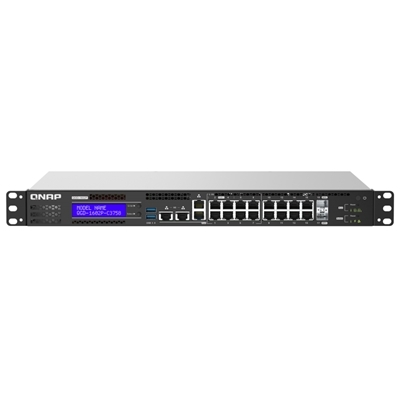 NAS-SWITCH QNAP QGD-1602P-C3758-16G 2HD SATA6(NN INC.)16GB DDR4-CPU ATOM C3758 8P 2.5GBPS POE+8P 1GBE POE+2P 10GBE SFP+2P 2.5GBE