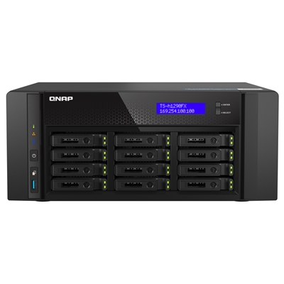 NAS QNAP TS-H1290FX-7232P-64G 12HD 2.5''U2 NVME PCIE/SATA 6>NO HD<2PX2.5GBE+2PX 25GBE SFP28-3P USB-64GB DDR4 RDIMM-AMD EPYC 7232P