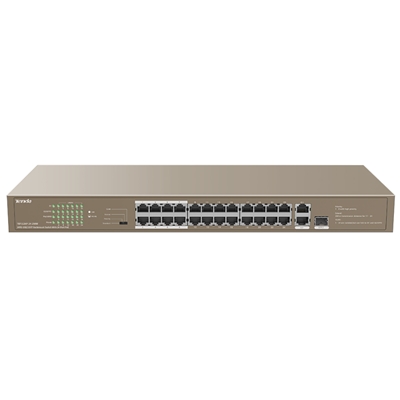 SWITCH 24P LAN 10/100M TENDA TEF1126P-24-250W POE 1P 10/100/1000BASE TX 1P 1000BASE-X SFP