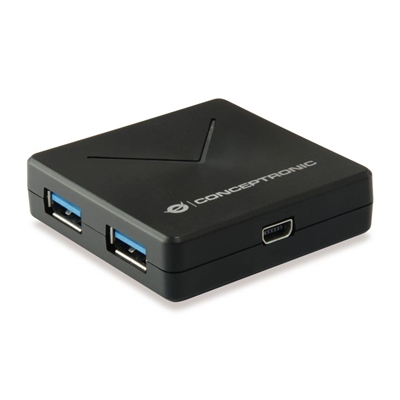 HUB USB3.0 4P CONCEPTRONIC HUBBIES02B -CAVO DI CONNESSIONE STACCABILE, CAVO USB INCLUSO