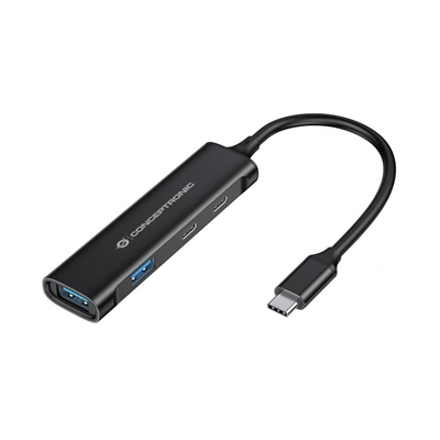 HUB USB3.0 4P CONCEPTRONIC HUBBIES12B 2P USB-C E 2P USB-A - NERO