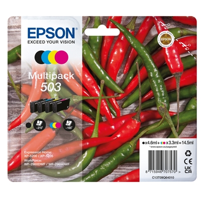 MULTIPACK EPSON 503 ''PEPERONCINO'' C13T09Q64010 4COL BK/C/M/Y X XP-5200 - WF-2960DWF