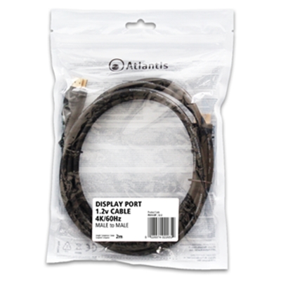 CAVO DISPLAYPORT ATLANTIS P019-DP_12-2 DP V.1.2 SCHERMATO IN RAME. CONNETTORI M/M. LUNGHEZZA 2 MT