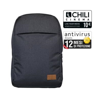 BORSA ZAINO NB 15.6'' ATLANTIS P004-BP1415-G MOD. LONDRA-GRIGIO-GUAINA ANTI URTO,PORTA DOC.-TASCA FRONT.-POLYESTERE EFF. LINO