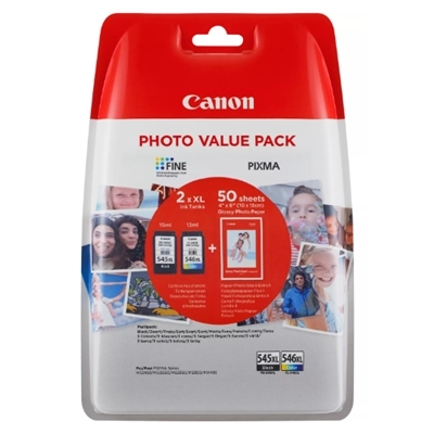 MULTIPACK CANON PG-545XL + CL-546XL + 50FG GP501 8286B006/8286B007 X PIXMA MG2555S/TS3450/TS3451/TR4650/TR4651