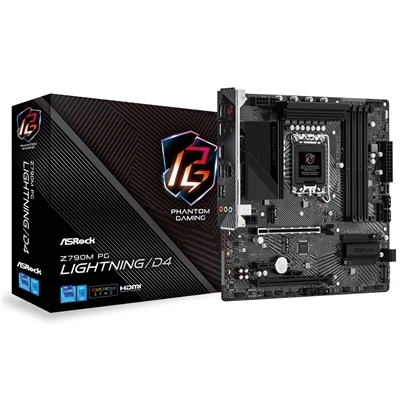 MB ASROCK Z790M PG LIGHTNING/D4 LGA1700 4XDDR4DC-5333OC 1XPCIE4.0X16 HDMI 4XSATA3R M.2 GBLAN USB3.2 MATX 90-MXBJW0-A0UAYZ