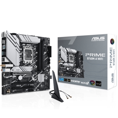 MB ASUS PRIME B760M-A WIFI B760 LGA1700 4XDDR5DC-7200O.C. 1XPCIE4.0X16 DP 2XHDMI 4XSATA3R M.2 WI-FI BT-5.2 MATX 90MB1 FINO:30/08