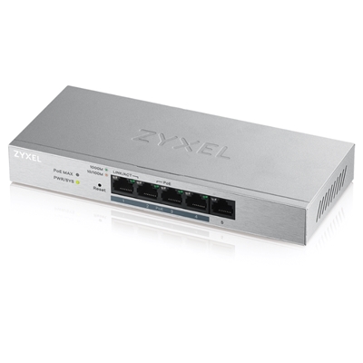 SWITCH 5P LAN GIGABIT ZYXEL GS1200-5HP-EU0101F/GS1200-5HPV2-EU0101F UNMANAGED PLUS (4P POE, EROG. FINO 60W)